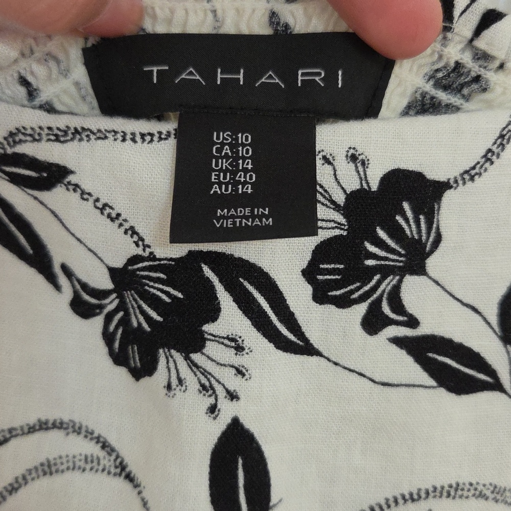 Tahari White Maxi Dress with Black Floral Print - Picture 2 of 4
